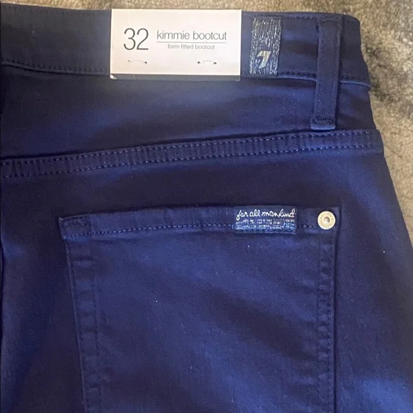 7 For All Mankind Kimmie Tall Bootcut Jeans,navy (dk moonlight bay)32 X 36 - Picture 6 of 12